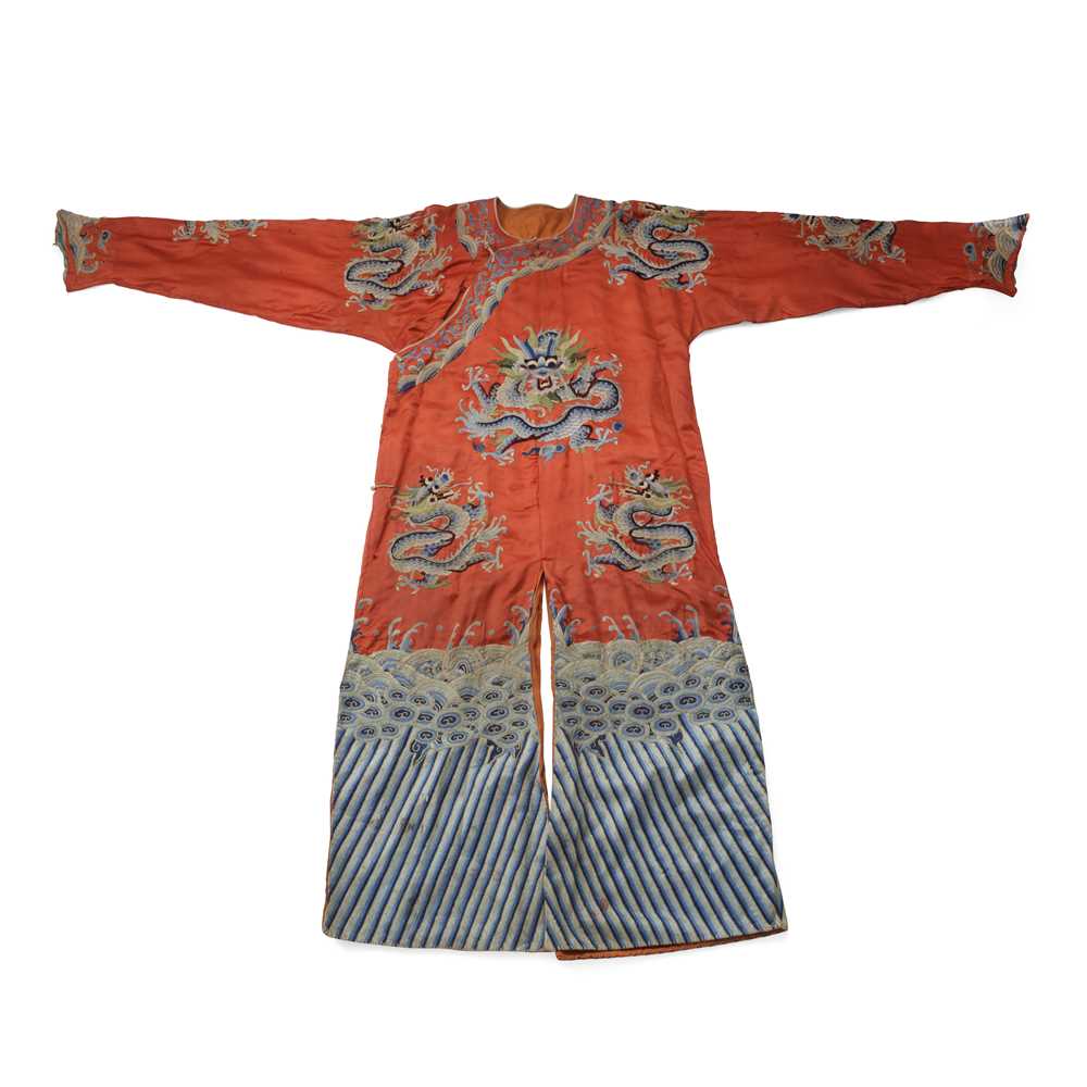 RED GROUND SILK EMBROIDERED