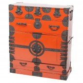 RED LACQUER JAPANESE TANSU CHE