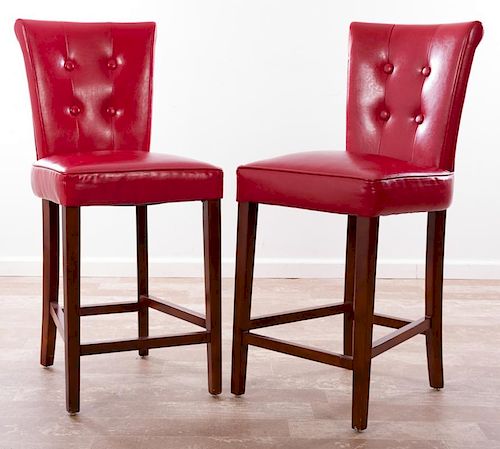 RED LEATHERETTE COUNTER STOOLS,