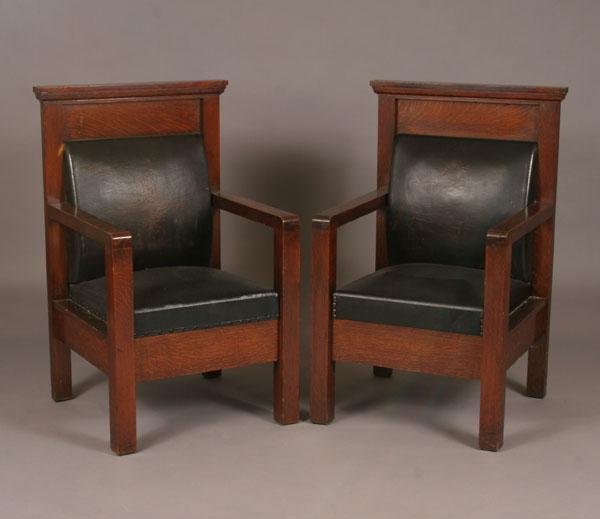 Red Men Lodge, pair Mission oak arm