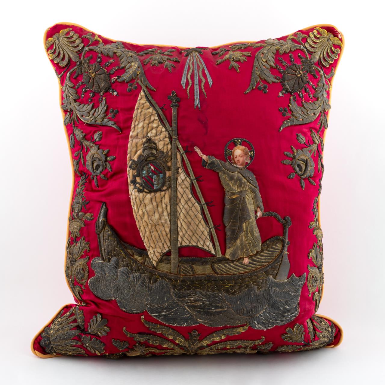 RED METALLIC THREAD EMBROIDERED
