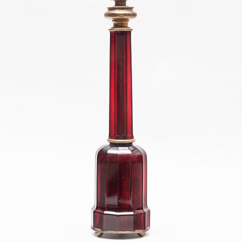 RED MOLDED GLASS TABLE LAMP27 x 5