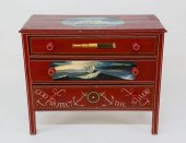 RED NAUTICAL PAINTED THREE DRA