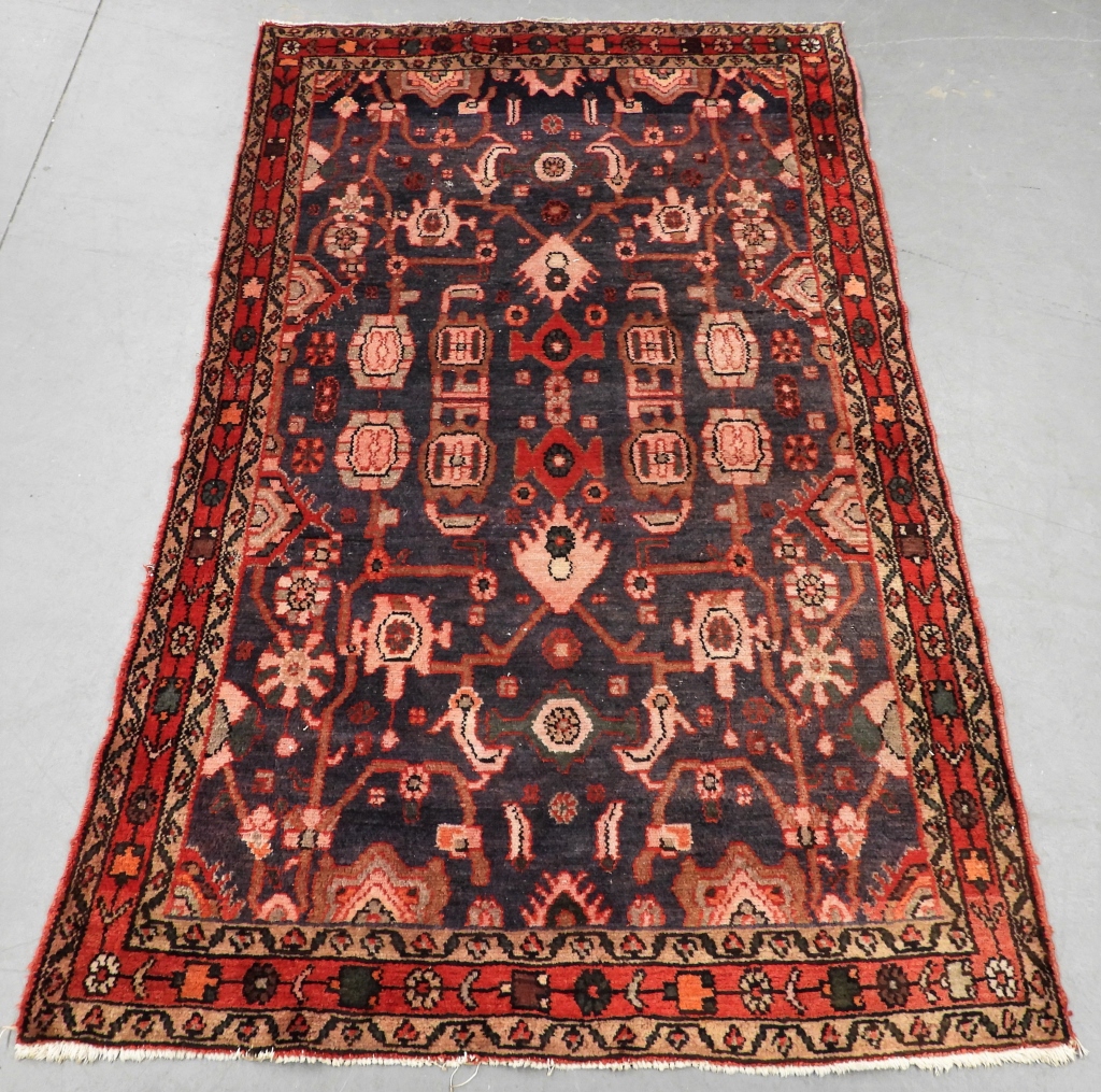 RED & NAVY HAMADAN STYLIZED RUG