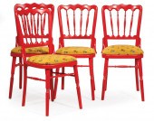 RED PAINTED BISTRO CHAIRSRed P