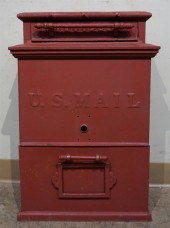 RED PAINTED CAST IRON U.S. MAI