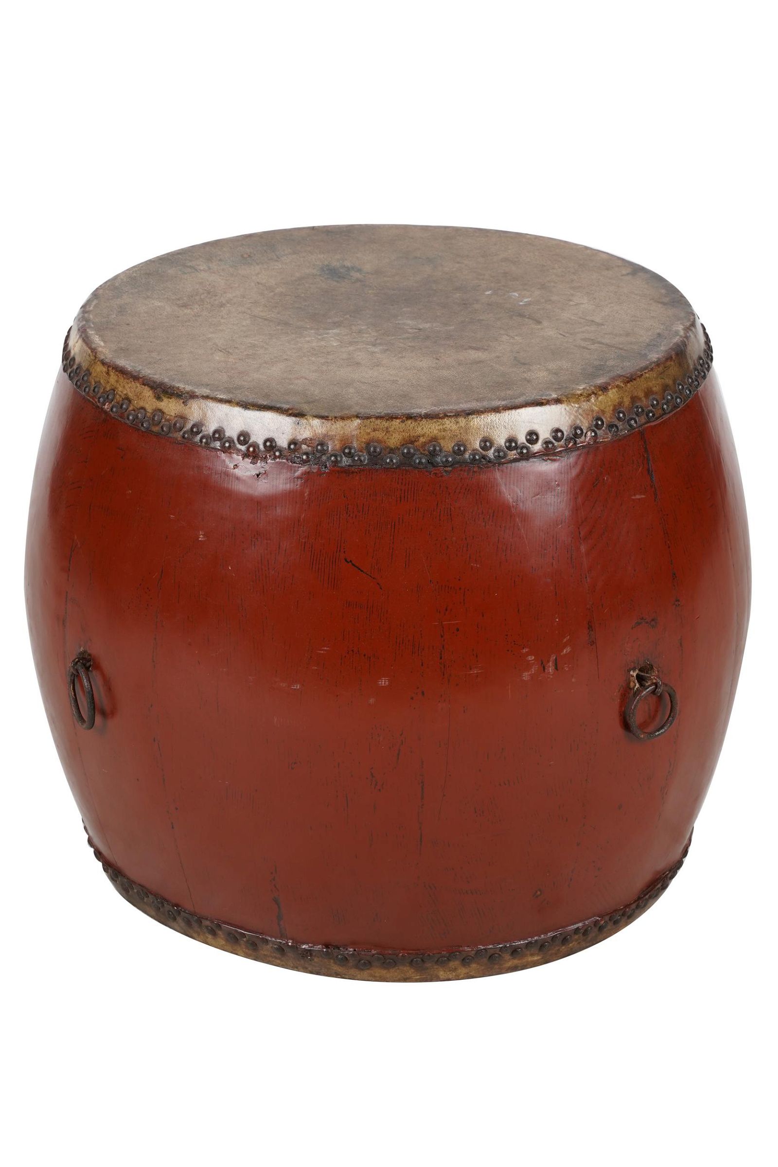 RED-PAINTED DOUBLE SIDED DRUMwood
