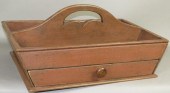 RED PAINTED DRAWER BOX UTENSIL