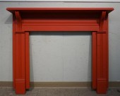 RED PAINTED FIREPLACE MANTLE,