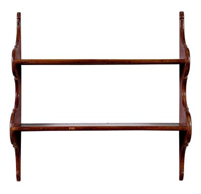 Red-painted hanging shelf, pine