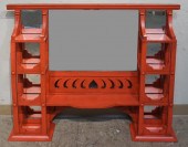 RED PAINTED MIRRORED HANGING W