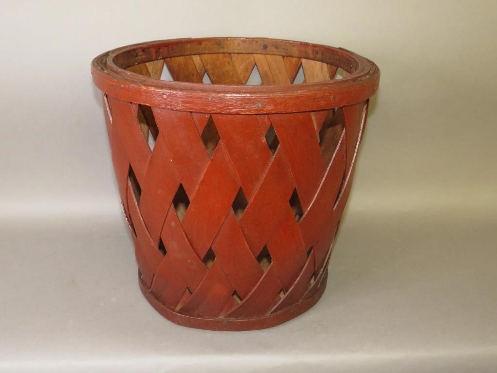 RED PAINTED ORCHARD BASKETca. early