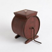 RED-PAINTED PINE BUTTER CHURN,