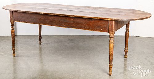 RED PAINTED SHERATON HARVEST TABLE,