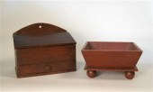 Red-painted spice box and appl