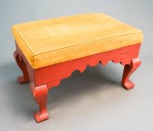 RED PAINTED WOOD AND GOLD CORD