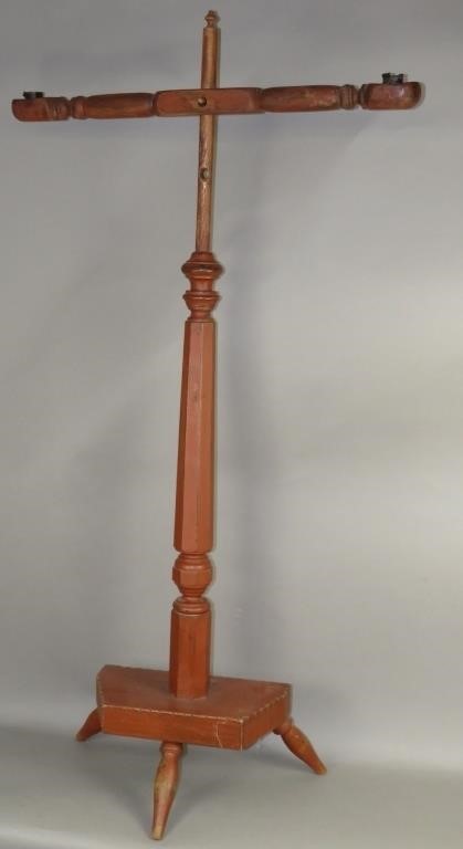 RED PAINTED WOODEN TWO ARM