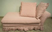 RED PLAID UPHOLSTERED CHAISE L