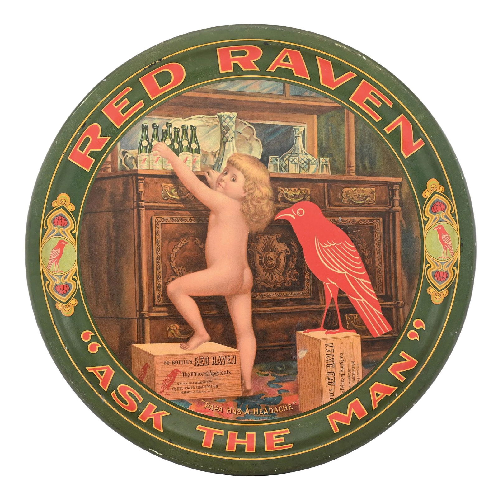 RED RAVEN "ASK THE MAN" TIN-LITHO