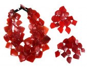 RED RESIN MULTI STRAND NECKLAC