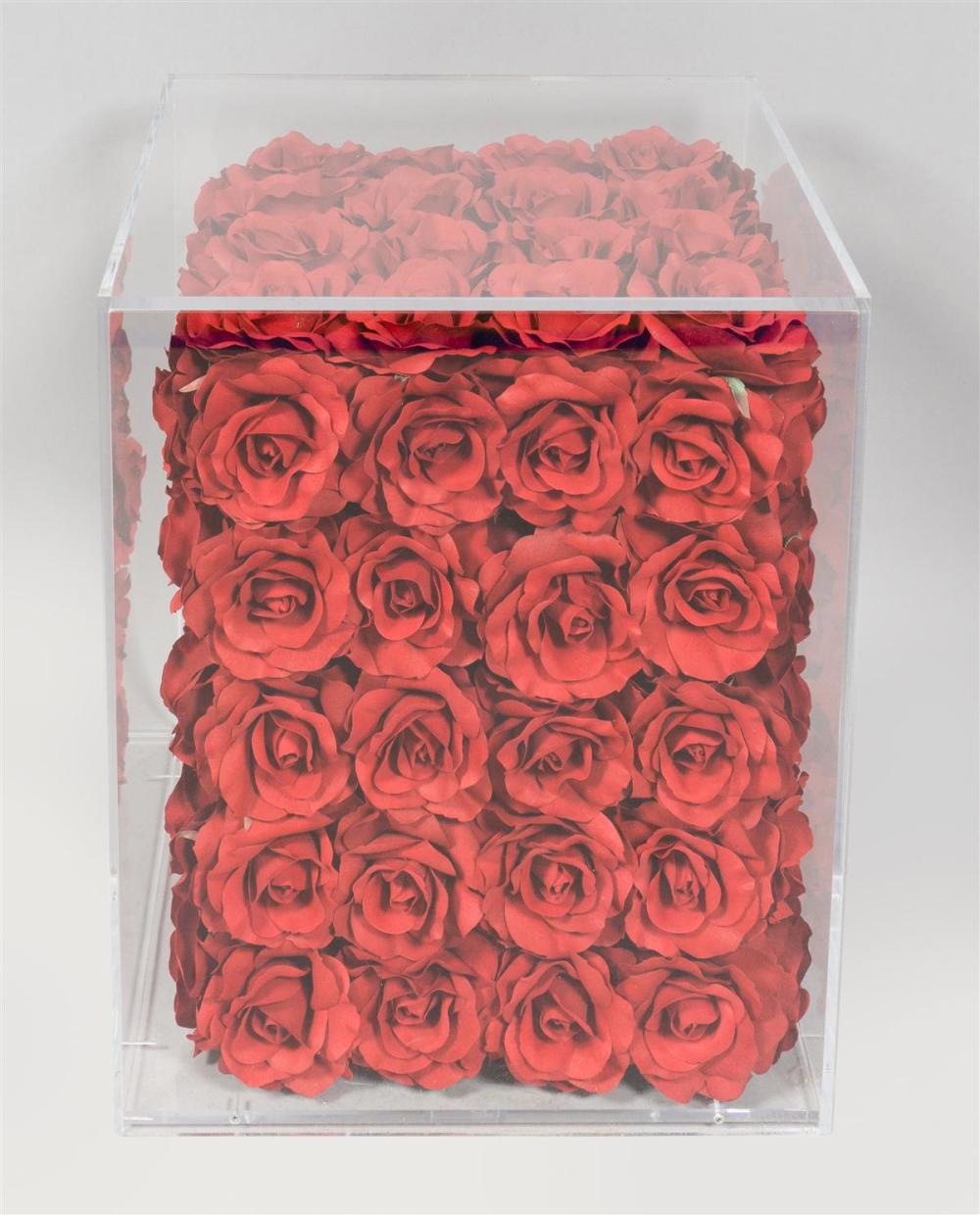 RED ROSE LUCITE ENCASED SIDE