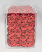 RED ROSE LUCITE ENCASED SIDE T