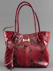 RED SNAKE PRINT LEATHER HANDBA