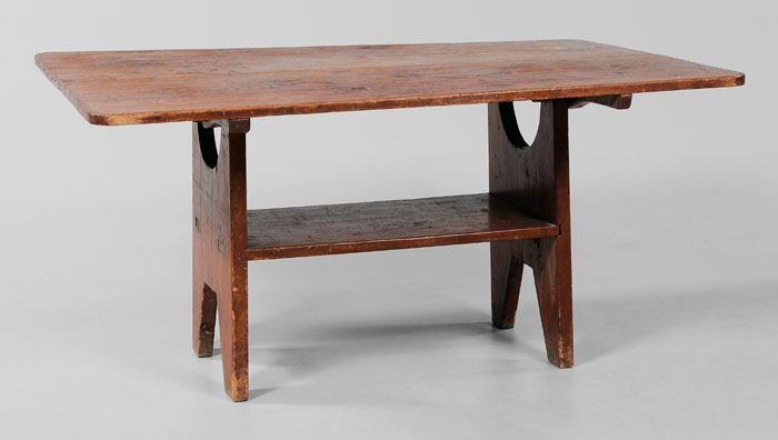 Red-Stained Pine Hutch Table