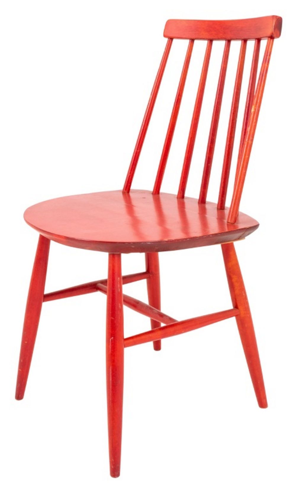RED STAINED SPINDLE BACK CHAIR