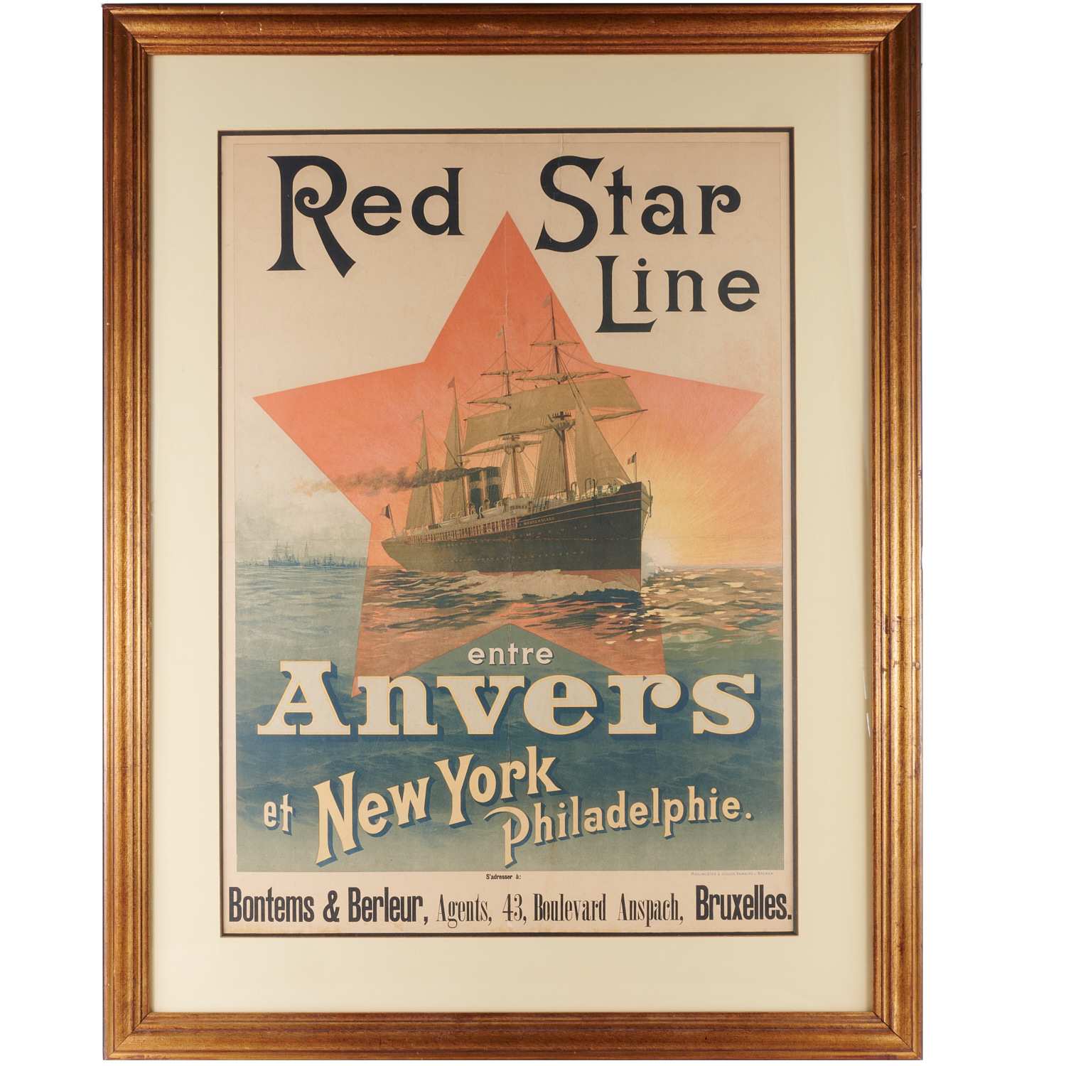 RED STAR LINE STEAMSHIP POSTER