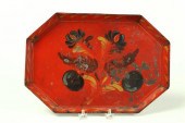 RED TOLE TRAY.  American  2nd