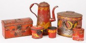 RED TOLEWARE, 19TH C.Red tolew