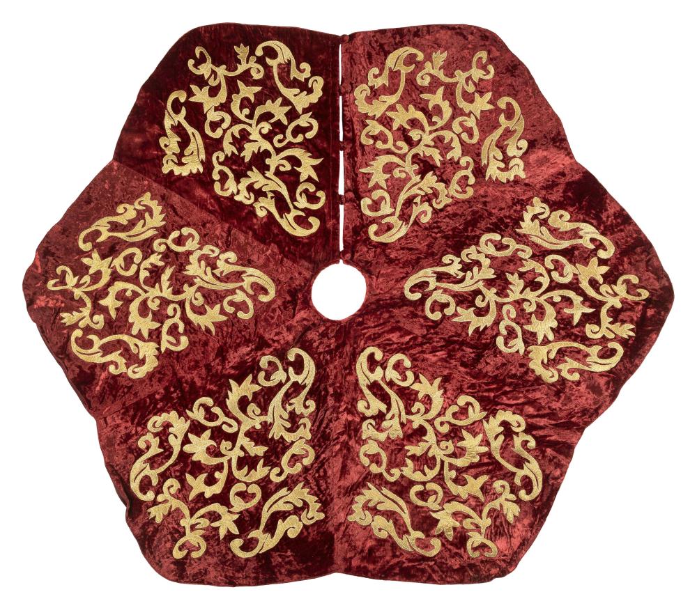 RED VELVET AND GOLD METALLIC THREAD