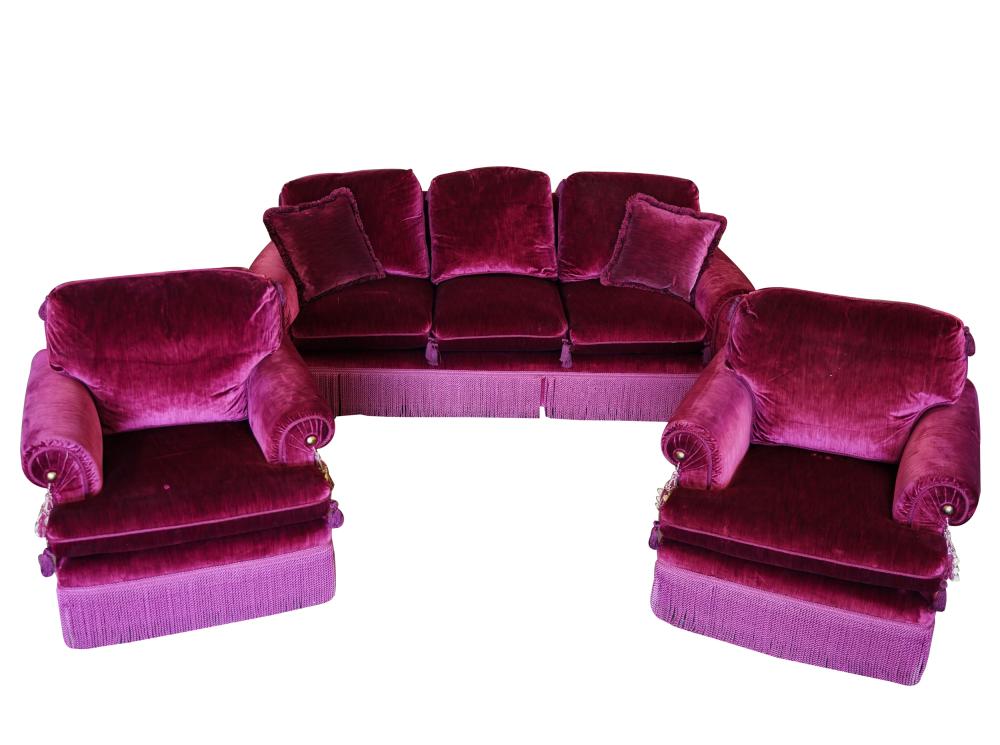 RED VELVET SOFA & TWO CLUB