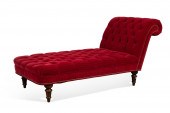 RED VELVET TUFTED UPHOLSTERED