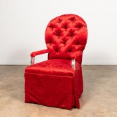 RED VELVET UPHOLSTERED TUFTED