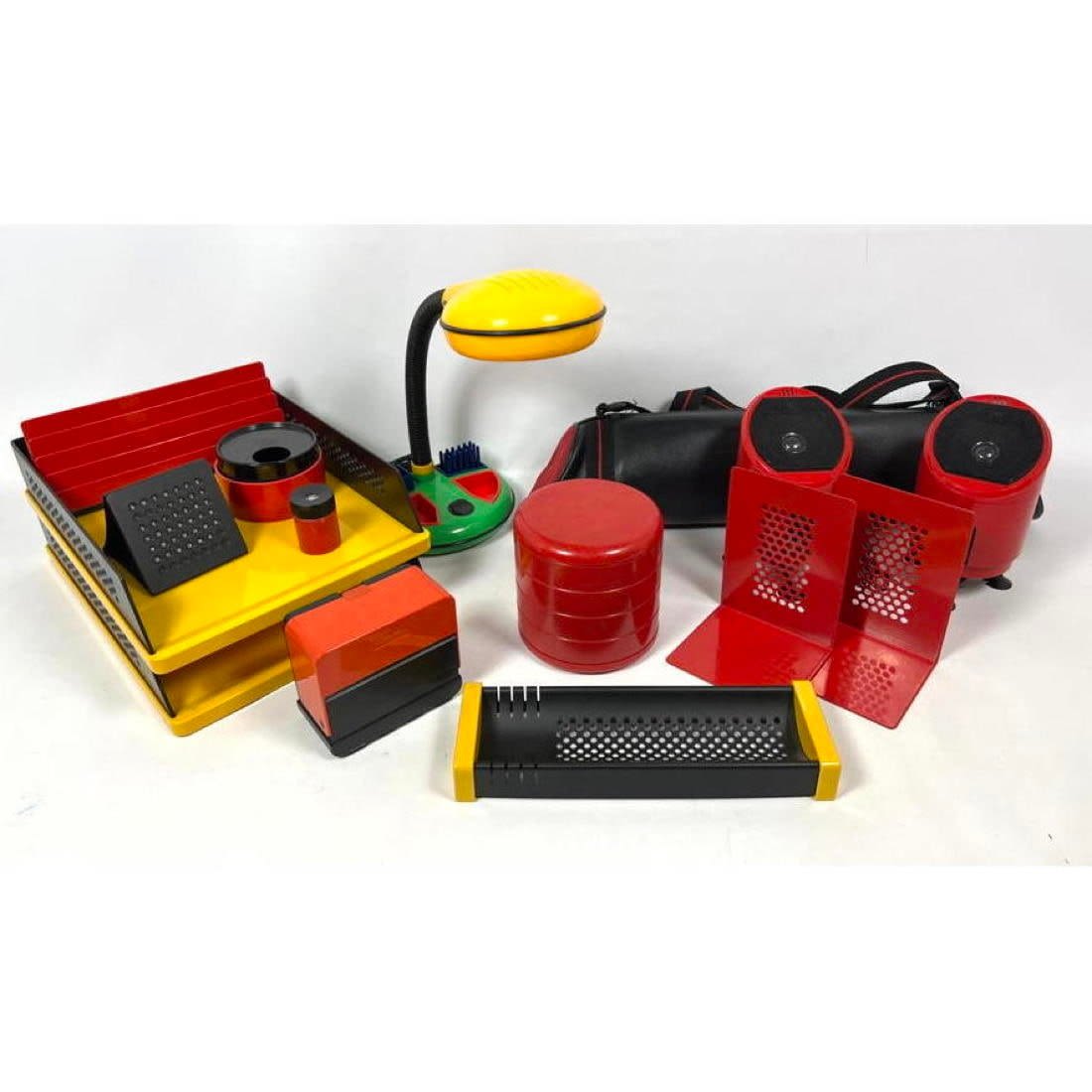 Red, Yellow, Black Plastic Desk