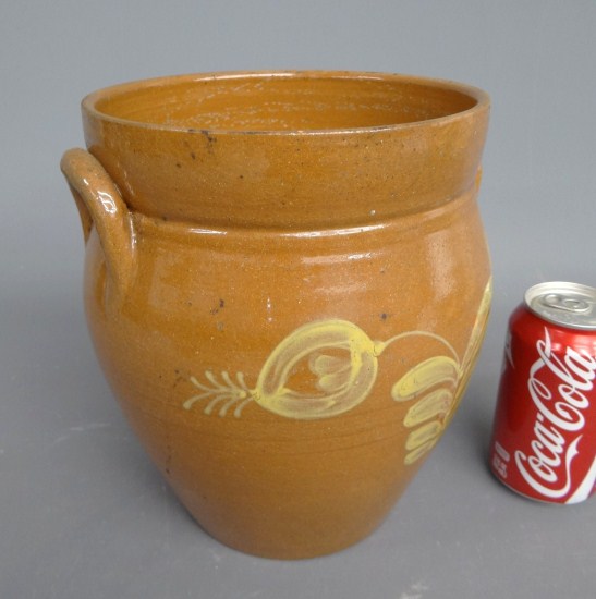 Redware (2) handled crock. 9