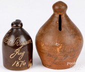 REDWARE BANK, MINIATURE JUGRed