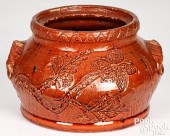 REDWARE BEAN POT, 19TH C.Redwa