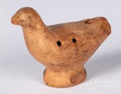 REDWARE BIRD WHISTLE, 19TH C.R