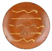 REDWARE CHARGER, 19TH C., YELL