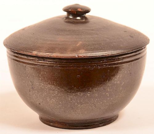 REDWARE COVERED SUGAR BOWL.19th