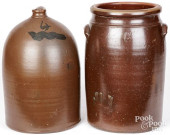 REDWARE CROCK AND JUG<br>Six-g
