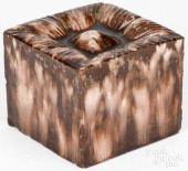 REDWARE CUBE DOORSTOP, 19TH C.