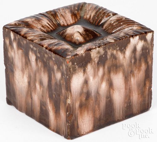 REDWARE CUBE DOORSTOP, 19TH