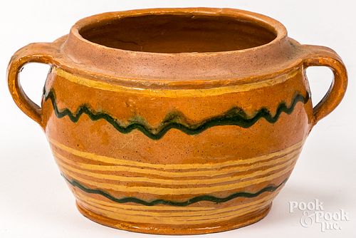 REDWARE DOUBLE HANDLED JAR, EARLY