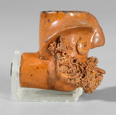 Redware figural pipe bowl,