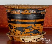 REDWARE FLOWERPOT AND UNDERTRA