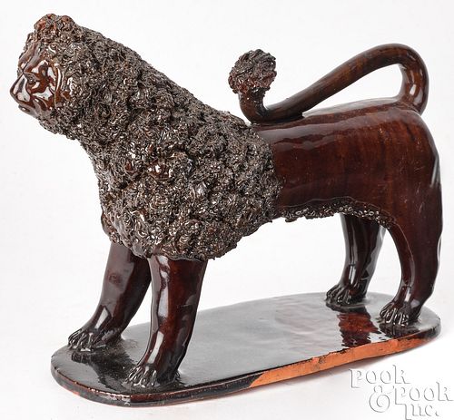 REDWARE LION, 19TH C., WITH